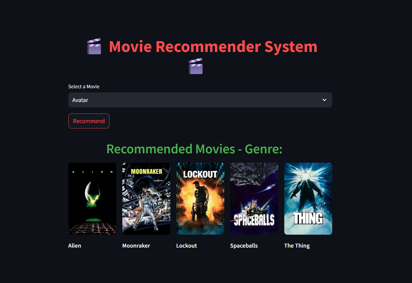 Movie Recommender Dashboard