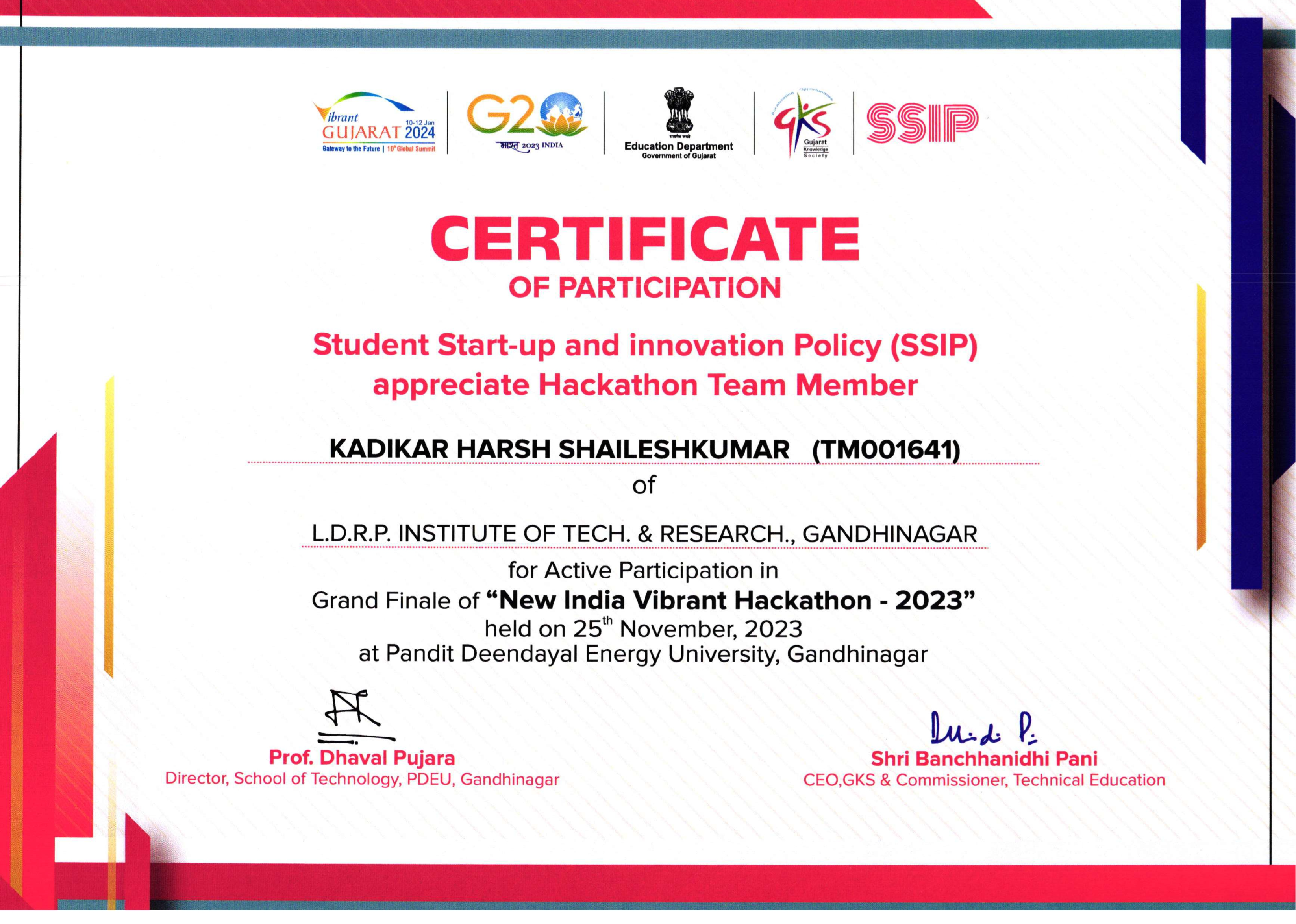 Hackathon Certificate